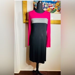 Karen Kane super soft and comfy knit dress. Hot Pink, Gray, Black. Size XL